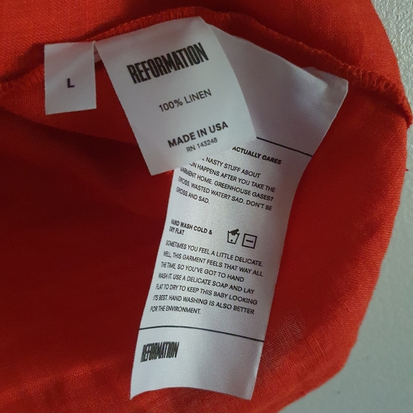 Reformation Honolulu Camisole Top | Red | Linen | Size L - Picture 7 of 9